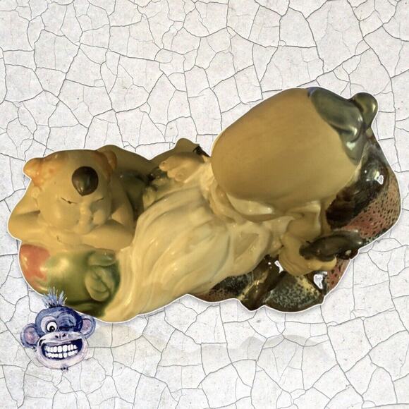 Vintage Chinese Dynasty God of Longevity w Boy Tong Zi Figurine Porcelain Mudman - Picture 16 of 16